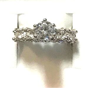 New Sterling silver white sapphire engagement ring size 6